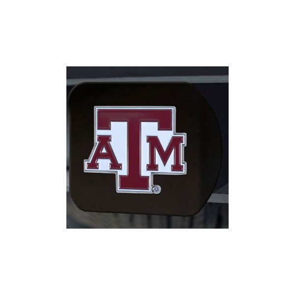 FanMats® - Black College Hitch Cover with Red/White Texas A&M University Logo for 2" Receivers