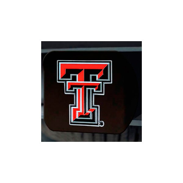 FanMats® - Black College Hitch Cover with Red/White Texas Tech University Logo for 2" Receivers