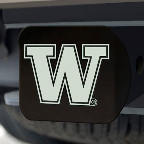 FanMats® - Black College Hitch Cover with Chrome University of Washington Logo for 2" Receivers