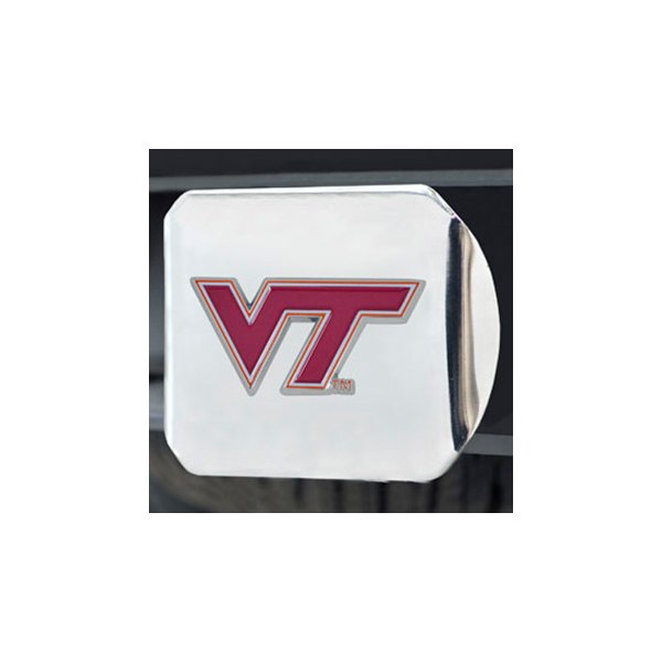 FanMats® - Chrome College Hitch Cover with Red Virginia Tech Logo for 2" Receivers