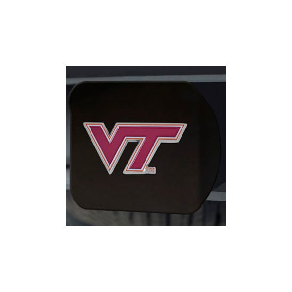 FanMats® - Black College Hitch Cover with Red Virginia Tech Logo for 2" Receivers