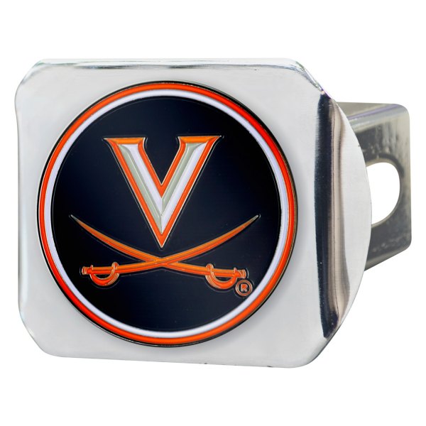 FanMats® - Chrome College Hitch Cover with Orange/White University of Virginia Logo for 2" Receivers