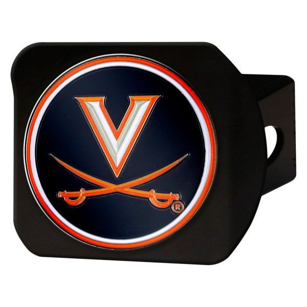 FanMats® - Black College Hitch Cover with Orange/White University of Virginia Logo for 2" Receivers