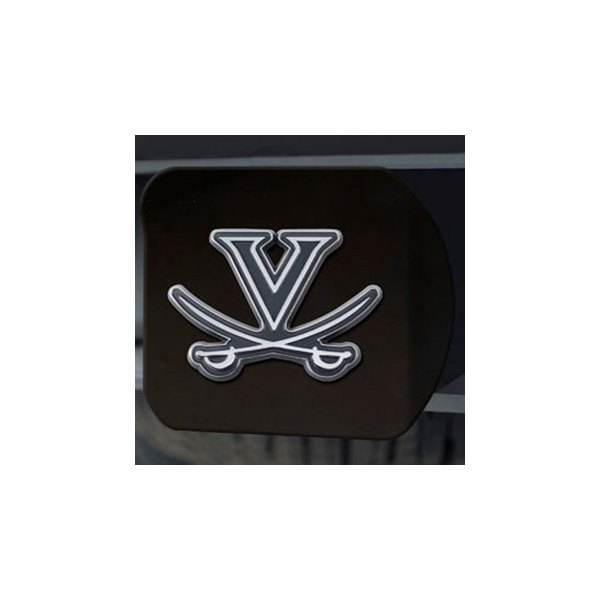 FanMats® - Black College Hitch Cover with Chrome University of Virginia with Swords Logo for 2" Receivers