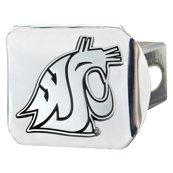 FanMats® - Chrome College Hitch Cover with Washington State University Logo for 2" Receivers