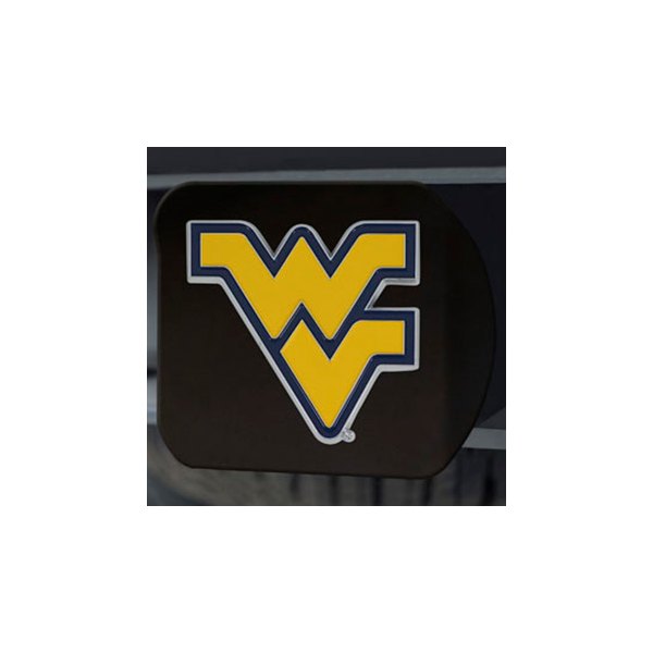 FanMats® - Black College Hitch Cover with Yellow West Virginia University Logo for 2" Receivers