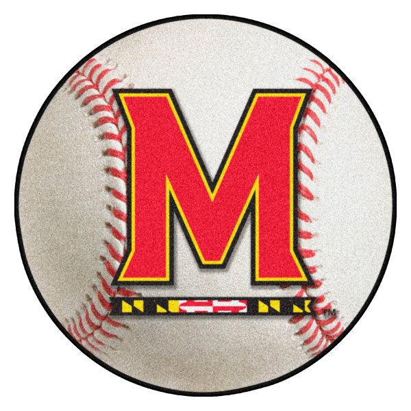 FanMats® - University of Maryland 27" Dia Nylon Face Baseball Ball Floor Mat with "M & Flag Strip" Logo