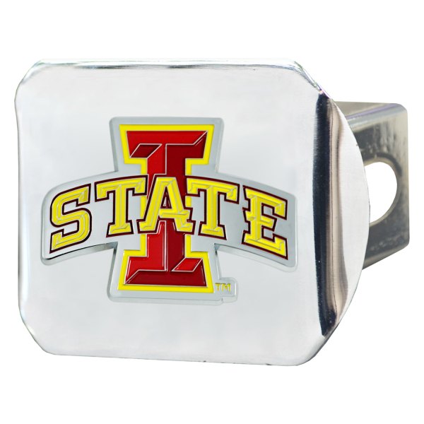 FanMats® - Chrome College Hitch Cover with Iowa State University Logo for 2" Receivers