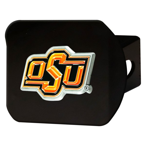 FanMats® - Black College Hitch Cover with Oklahoma State University Logo for 2" Receivers