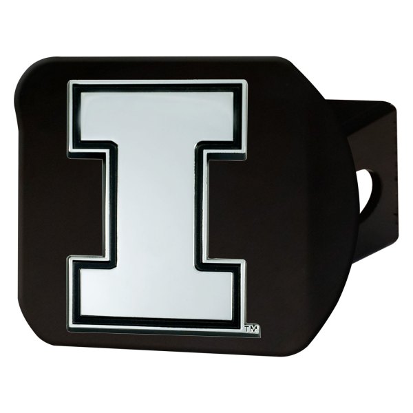 FanMats® - Black College Hitch Cover with University of Illinois Logo for 2" Receivers