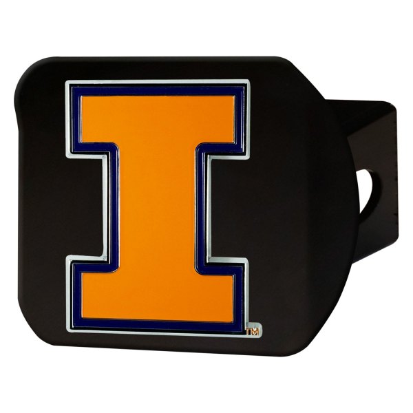 FanMats® - Black College Hitch Cover with University of Illinois Logo for 2" Receivers