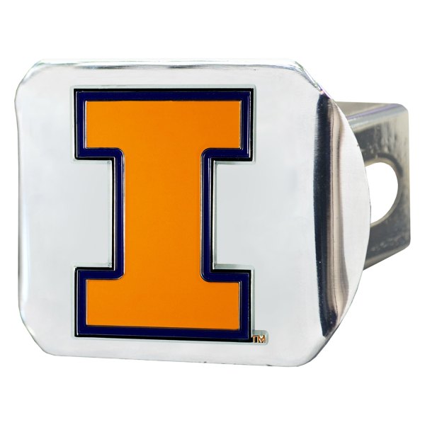 FanMats® - Chrome College Hitch Cover with University of Illinois Logo for 2" Receivers