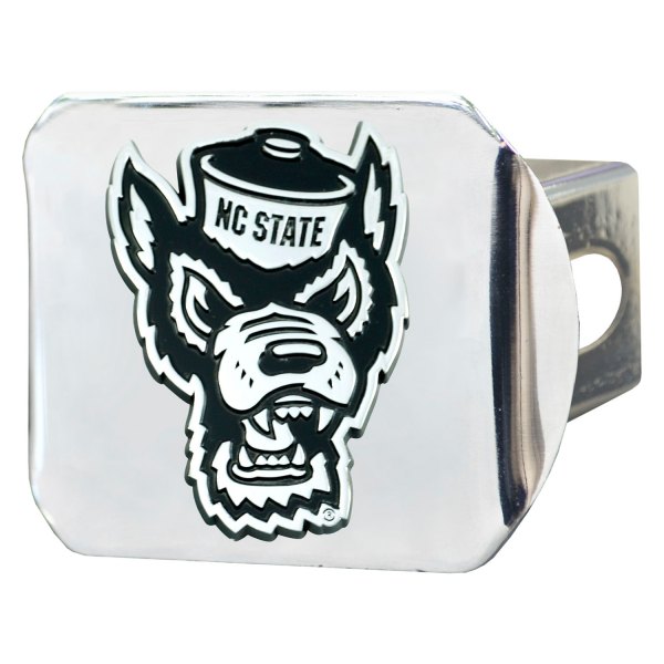 FanMats® - Chrome College Hitch Cover with North Carolina State University Logo for 2" Receivers