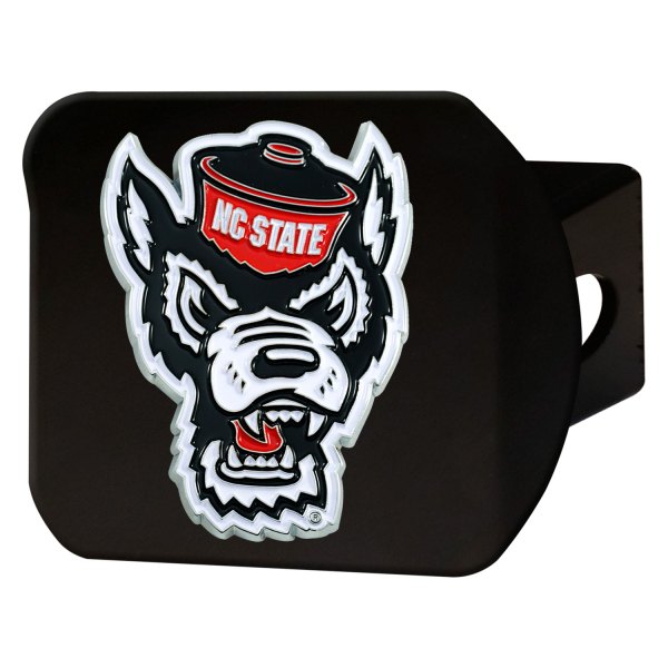 FanMats® - Black College Hitch Cover with North Carolina State University Logo for 2" Receivers