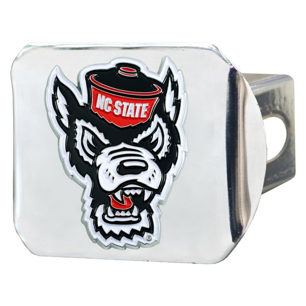 FanMats® - Chrome College Hitch Cover with North Carolina State University Logo for 2" Receivers