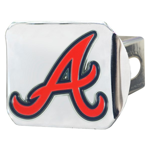 FanMats® - Sport Chrome MLB Hitch Cover with Atlanta Braves Logo for 2" Receivers