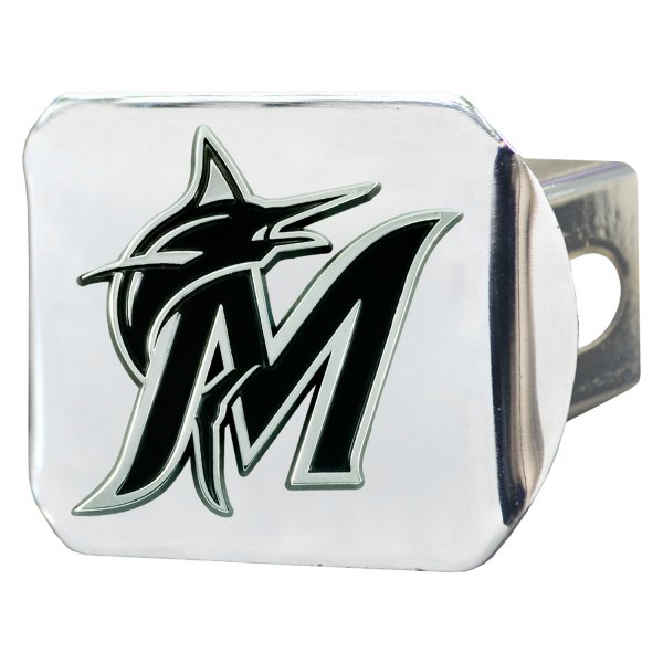 FanMats® - Sport Chrome MLB Hitch Cover with Miami Marlins Logo for 2" Receivers