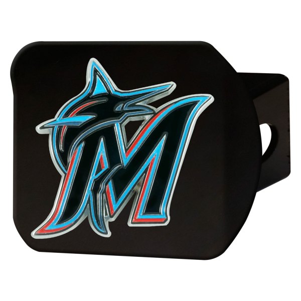 FanMats® - Sport Black MLB Hitch Cover with Miami Marlins Logo for 2" Receivers