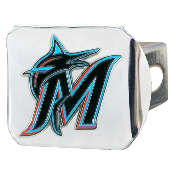 FanMats® - Sport Chrome MLB Hitch Cover with Miami Marlins Logo for 2" Receivers