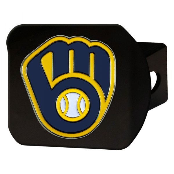 FanMats® - Sport Black MLB Hitch Cover with Milwaukee Brewers Logo for 2" Receivers