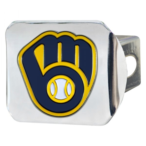 FanMats® - Sport Chrome MLB Hitch Cover with Milwaukee Brewers Logo for 2" Receivers