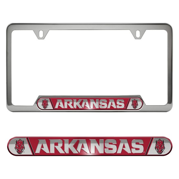 FanMats® - Collegiate Embossed License Plate Frame with University of Arkansas Logo