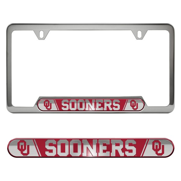 FanMats® - Collegiate Embossed License Plate Frame with University of Oklahoma Logo