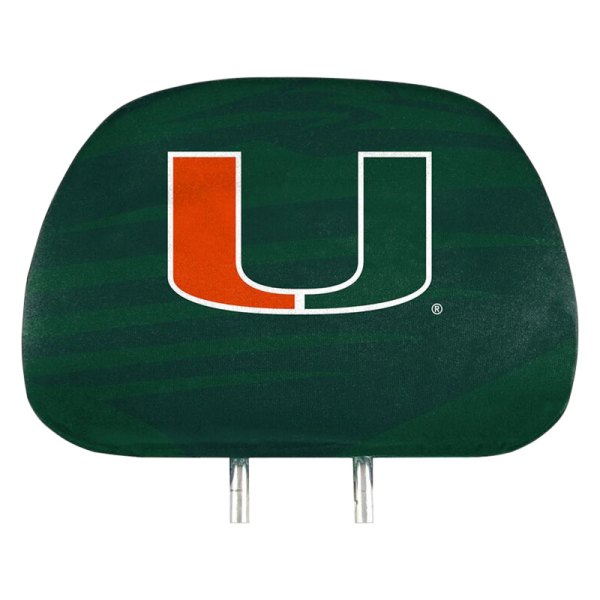  FanMats® - Headrest Covers with Printed Miami Hurricanes Logo
