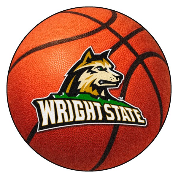 FanMats® - Wright State University 27" Dia Nylon Face Basketball Ball Floor Mat with "Wolf & Wordmark" Logo