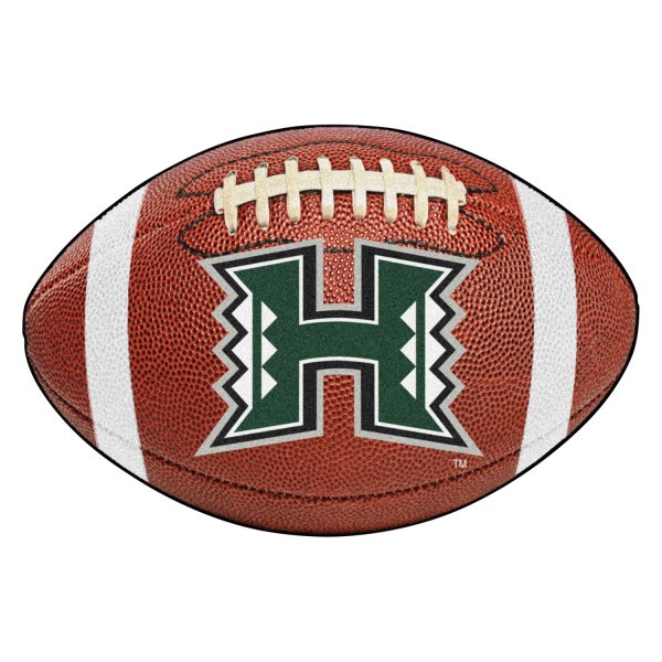 FanMats® - University of Hawaii 20.5" x 32.5" Nylon Face Football Ball Floor Mat with "H" Logo