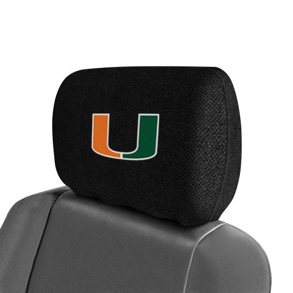  FanMats® - Headrest Covers with Embroidered University of Miami Logo