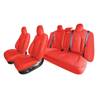 FH Group® - Faux Leather 1st and 2nd Row Red Custom Seat Covers