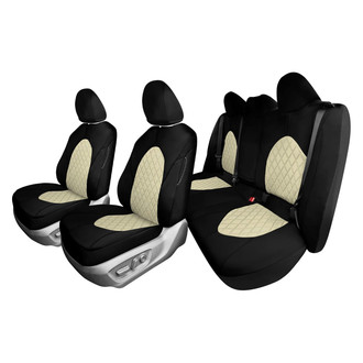 FH Group® - Neoprene 1st and 2nd Row Black & Beige Custom Seat Covers