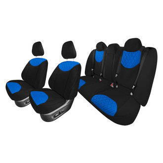 FH Group® - Neoprene 1st and 2nd Row Black & Blue Custom Seat Covers