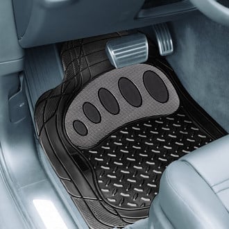 FH Group® - Trimmable ClimaProof™ Non-Slip 1st & 2nd Row Gray Rubber Floor Mat Set with Footprint Design
