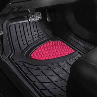 FH Group® - Premium 1st & 2nd Row Pink Rubber Floor Mat Set