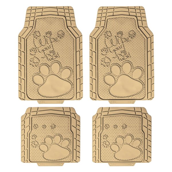 FH Group® - Heavy-Duty Beige Floor Mat Set with Adorable Paw Print