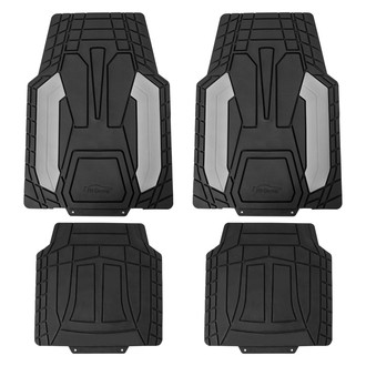 FH Group® - Heavy-Duty 1st & 2nd Row Gray Rubber Floor Mat Set with Stripped Design