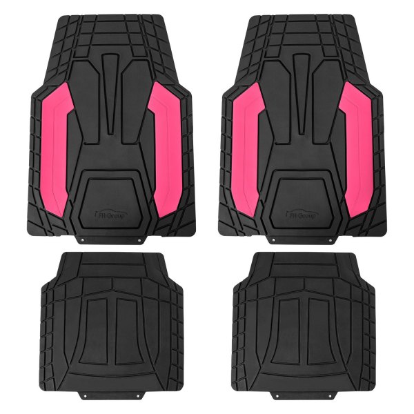 FH Group® - Heavy-Duty Pink Floor Mat Set with Stripped Design