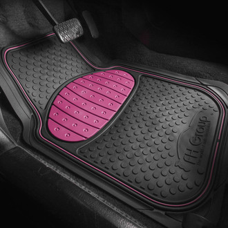 FH Group® - Heavy Duty ClimaProof™ 1st & 2nd Row Pink Rubber Floor Mat Set