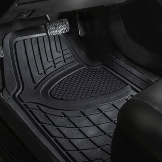 FH Group® - Trimmable ClimaProof™ Heavy Duty Tall Channel Non-Slip 1st & 2nd Row Black Rubber Floor Mat Set