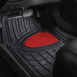 FH Group® - Trimmable ClimaProof™ Heavy Duty Tall Channel Non-Slip 1st & 2nd Row Red Rubber Floor Mat Set
