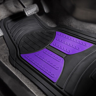 FH Group® - Trimmable Heavy Duty 1st & 2nd Row Purple Rubber Floor Mat Set