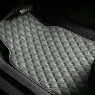 FH Group® - Luxury 1st & 2nd Row Gray Leather Floor Mat Set