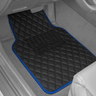 FH Group® - Deluxe 1st & 2nd Row Blue Leather Floor Mat Set