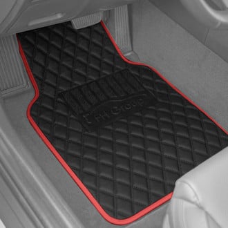 FH Group® - Deluxe 1st & 2nd Row Red Leather Floor Mat Set