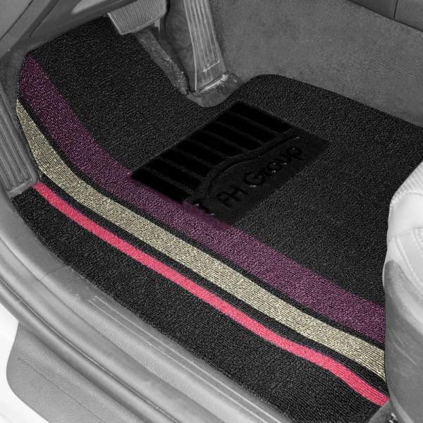  FH Group® - DIY Ultra Waterproof Striped Black Floor Mat Set