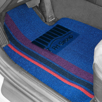FH Group® - DIY Ultra Waterproof 1st & 2nd Row Striped Blue Rubber Floor Mat Set