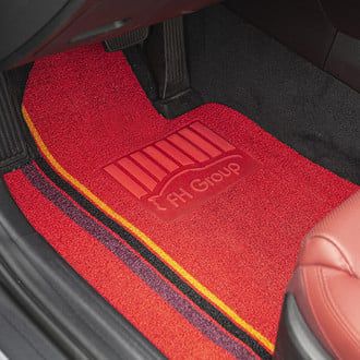 FH Group® - DIY Ultra Waterproof 1st & 2nd Row Striped Red Rubber Floor Mat Set