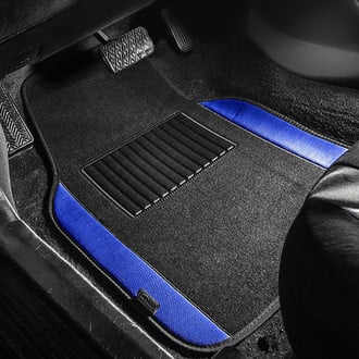 FH Group® - Non-Slip 1st & 2nd Row Blue Carpet Floor Mat Set with Colored Trim